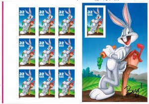 3137 Mint,OG,NH... Bugs Bunny Pane of 10... SCV $41.66... Press Sheet x 1/6