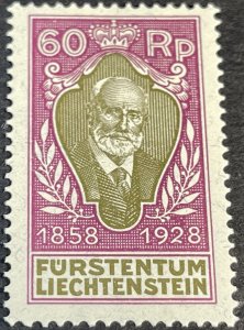 LIECHTENSTEIN # 85-MINT/HINGED--SINGLE--RED VIOLET & OLIVE GREEN--1928