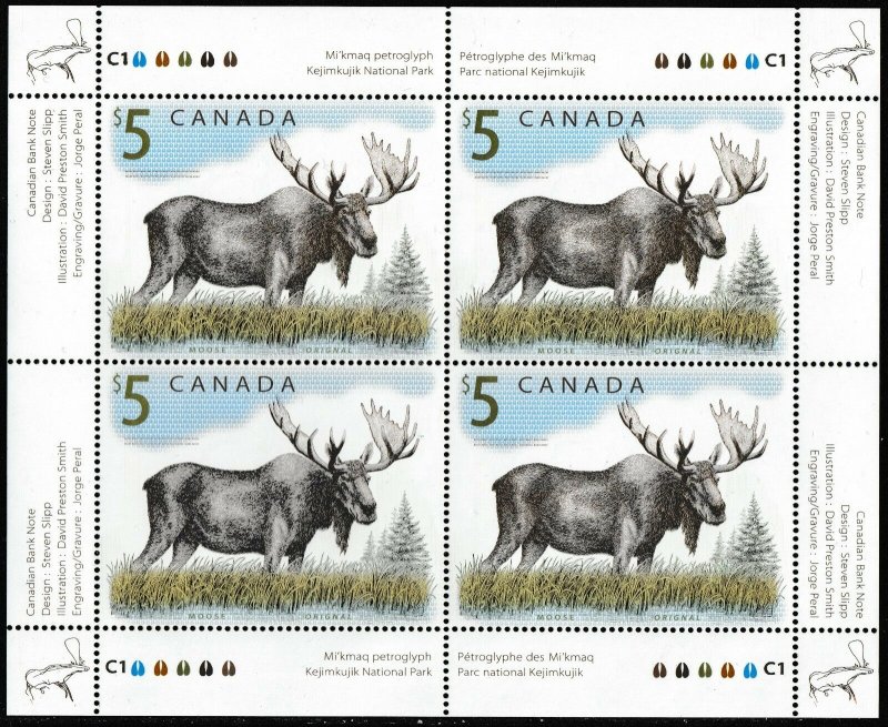 Canada 1693 Moose $5 sheet (4 stamps) MNH 2003