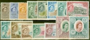 Cyprus 1955 set of 15 SG173-187 Fine & Fresh Lightly Mtd Mint 