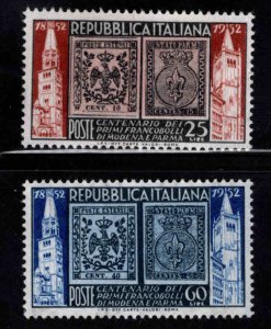 Italy Scott 602-603 MH* 1952 stamp on stamp set