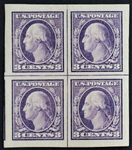 U.S. Mint #484 3c Washington Imperf Center Line Block Superb Jumbo. 2NH/2H. Gem!