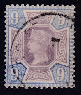 Great Britain 1887 9d lilac & blue  Queen QV Jubilee  VF/Used/(o)