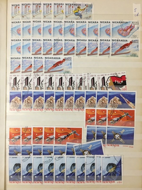 Nicaragua 1980s Wildlife Sport Used Stockbook Collection (Apx 1200) GM2581