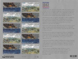 US: 2011: CIVIL WAR 1861 - Sheet of 12, Sc 4534-4535; Forever