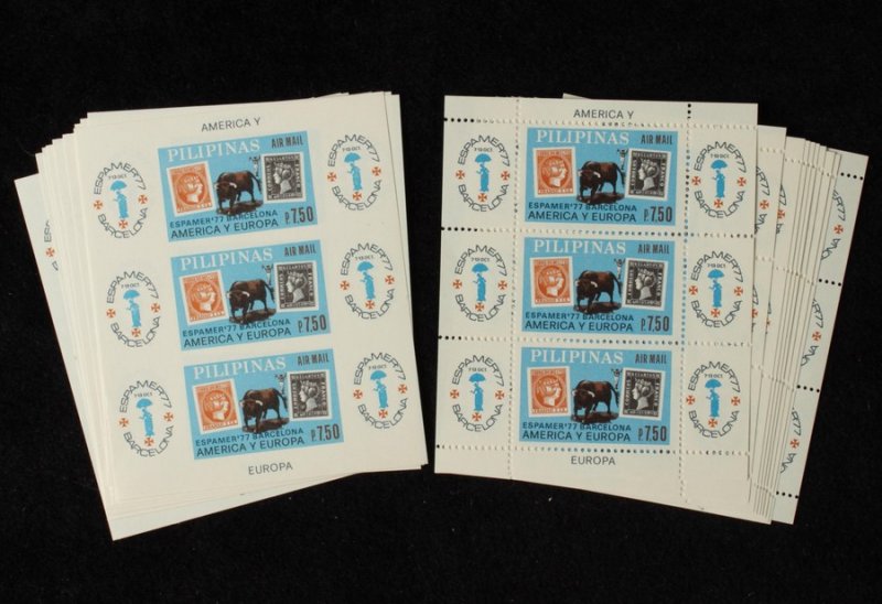 PHILIPPINES 1977 ESSPAMER Souvenir Sheet MNH ** perf & imperf (60). cat £1620. 