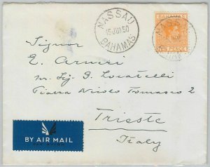 56282  - BAHAMAS -  POSTAL HISTORY - 10 p rate on COVER to Trieste ITALY 1950