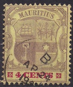 Mauritius 1900 - 05 KEV11 4ct Purple & Carmine used SG 141 ( D529 )