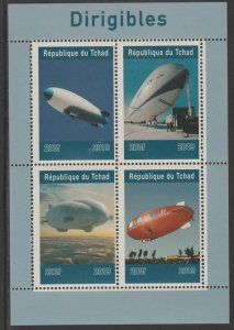 CHAD - 2019 - Dirigibles - Perf 4v Sheet - Mint Never Hinged - Private Issue