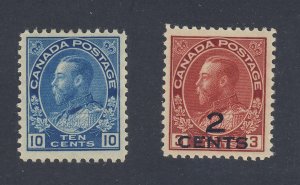 2x Canada Admiral Mint Stamps; #117-10c & #140-2/3c MNH VF Guide Value= $155.00