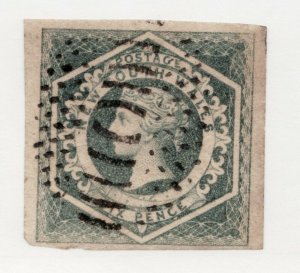 1854 New South Wales - Sc# 27 - 6p - Queen Victoria  -- Used Fine - cv$125