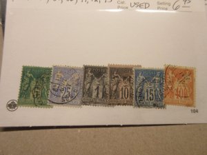 FRANCE Scott 78, 81, 86, 91, 92, 95, YYPE II, USED Cat $6.95