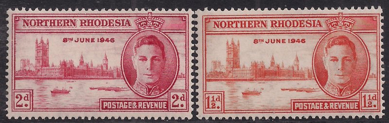 Northern Rhodesia 1946 KGV1 Set of Victory MM SG 46 – 47 ( B829 )