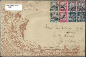 SOUTH AFRICA 1933 VOORTREKKER CENTENARY Sc B1 B4 SG 50 53 ON FDC W/CACHET CAPETO