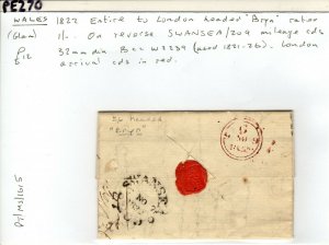 GB WALES Cover EL Headed *BRYN* Swansea/209 Mileage London 1822{samwells}PE270