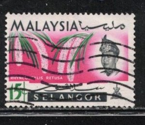 MALAYSIA SELANGOR Scott # 126 Used - Orchids