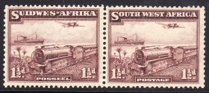 Sc# 110 SWA 1937 Mail Transport Train / Plane 1½ pence pair issue MLH CV: $30