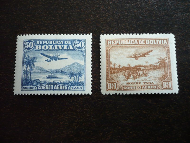 Stamps - Bolivia - Scott# C31, C32 - Mint Hinged Part Set of 2 Stamps