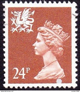 GREAT BRITAIN Wales 1991 QEII 24p Chestnut Machin Type II with Printing Flaw ...