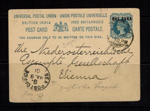 India 1901 Seapost UPU Card to Switzerland, Light Corner Creases - Lot 092017