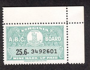 Virginia State Revenue  SRS # W60  MNH  Wine  Lot 190151 -01