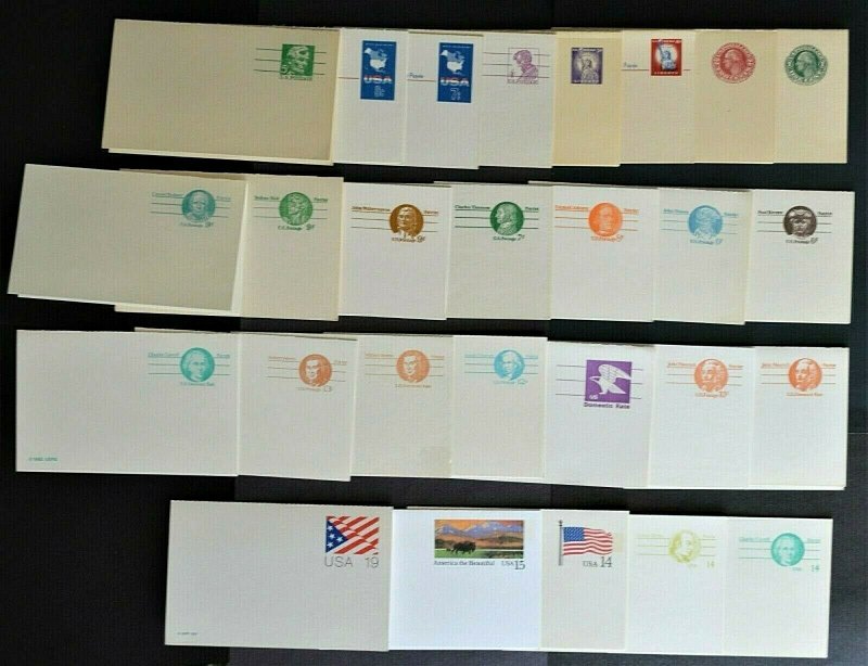 1915//1991 US Sc. #UY7//UY40 lot of 27 mint postal reply cards, folded, nice