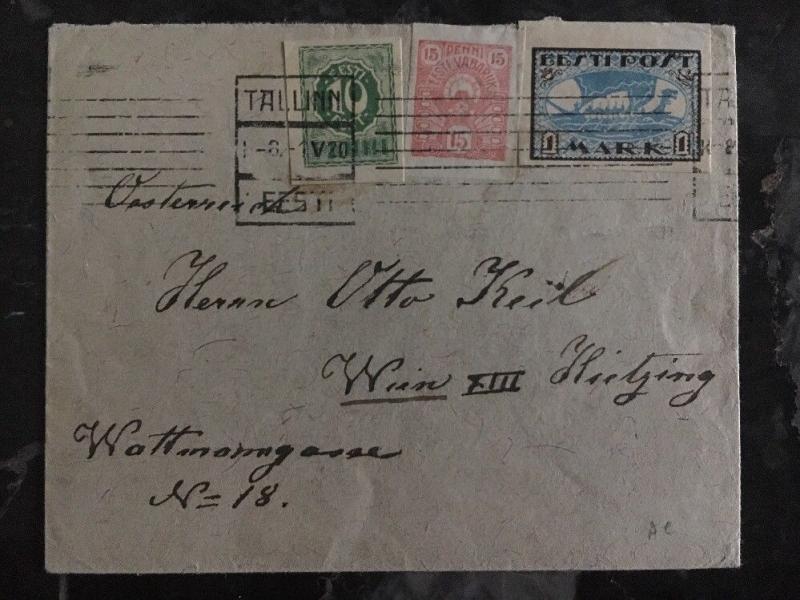 1920 Tallinn Estonia Register Cover to Vienna Austria