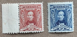 Australia 1930 explorer Stuart set, MNH. Scott 104-105, CV $13.50. SG 117-118