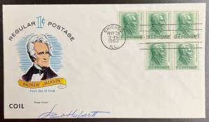 1225 Fluegel cachet Andrew Jackson FDC 1963 Signed by Paul Hubartt