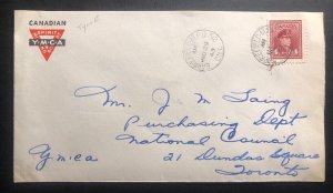 1943 Barriefield Canada Military Post Office MPO 312 YMCA cover To Toronto