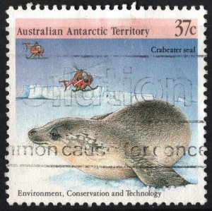 Australian Antarctic SC#L76c 37c Crabeater Seal and Helicopters (1988) Used