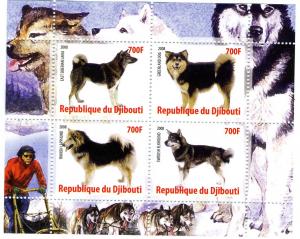 Djibouti 2008 Dogs on Stamps sheet (4) perforated mnh.vf