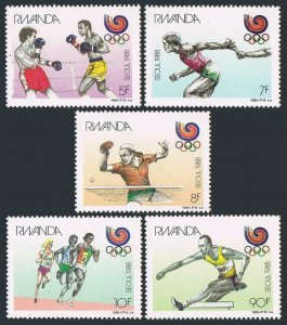 Rwanda 1310-1314,MNH.Michel 1393-1397. Olympics Seoul-1988.Boxing,Relay,T-Tennis