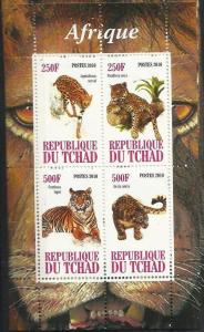 TCHAD CHAD SHEET WILD CATS FELINES TIGERS WILDLIFE