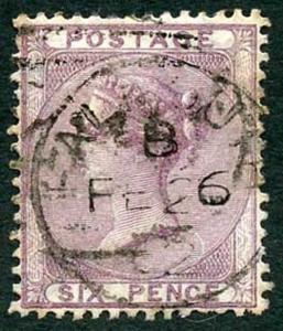 SG68 6d lilac no corner letters wmk Emblems Cat 110 pounds