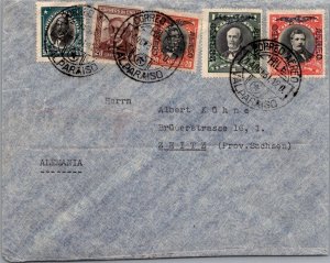 SCHALLSTAMPS CHILE 1931 AIRMAIL COVER MULT FRANKING ADDR GERMANY CANC VALPARAISO