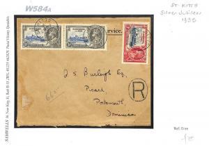 ST KITTS Registered 1935 Silver Jubilee Cover Commercial {samwells}W584a