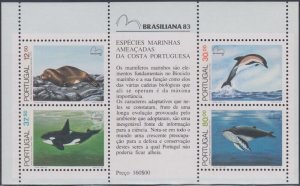 PORTUGAL Sc #1578a CPL MNH SOUVENIR SHEET of 4 DIFF WHALES