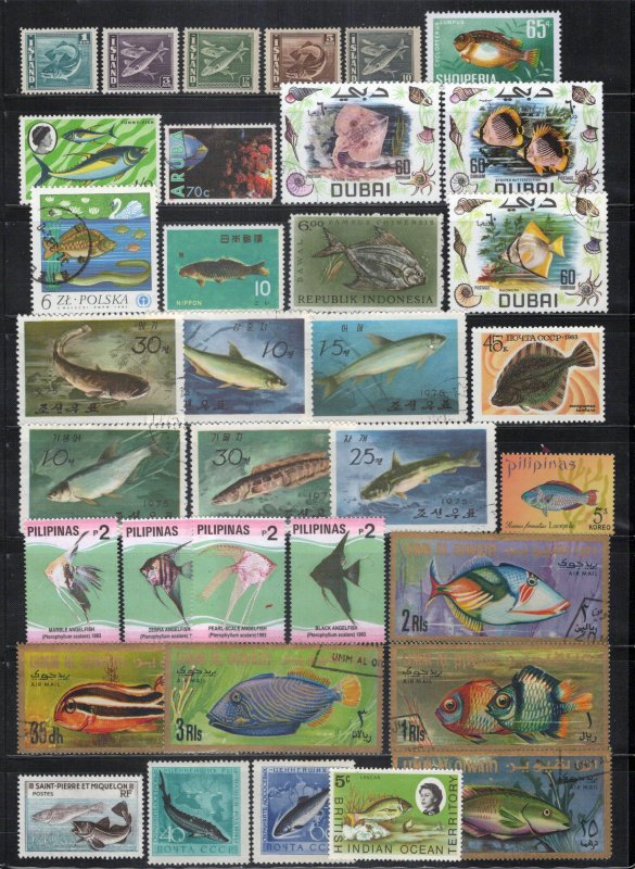 Fish Stamp Collection Mint/Used Marine Life Angel Fish  ZAYIX 0324S0063