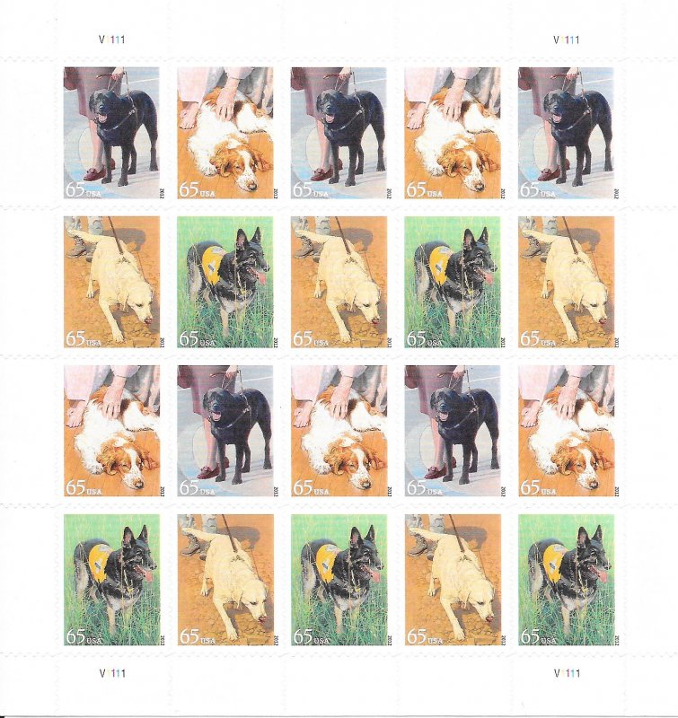 4604-07 MNH 65c. Dogs at Work,  Full Sheet,  Free Insured Shipping,