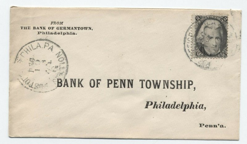 1860s Philadelphia PA #73 blackjack cover Station G handstamp [S.1245]