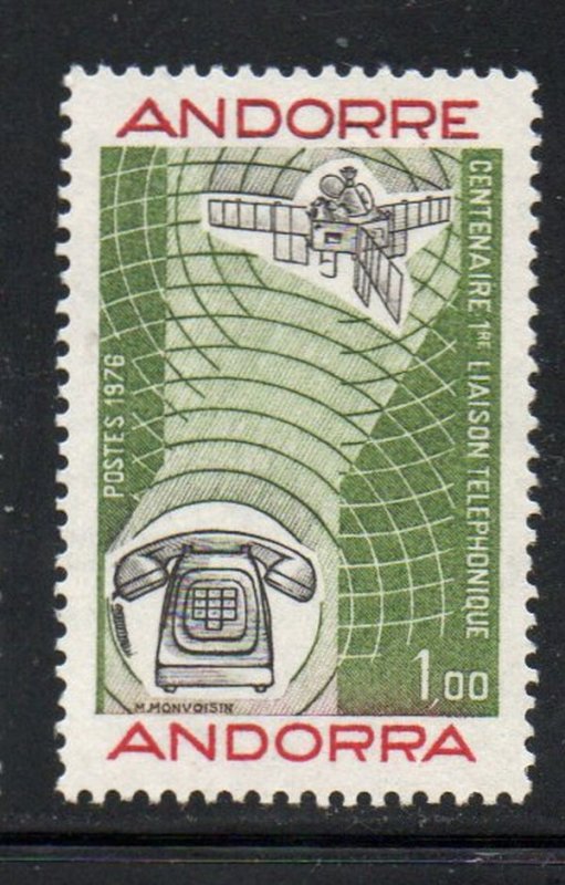 Andorra (Fr) Sc 245 1976 100th Anniversary Telephone stamp  mint NH