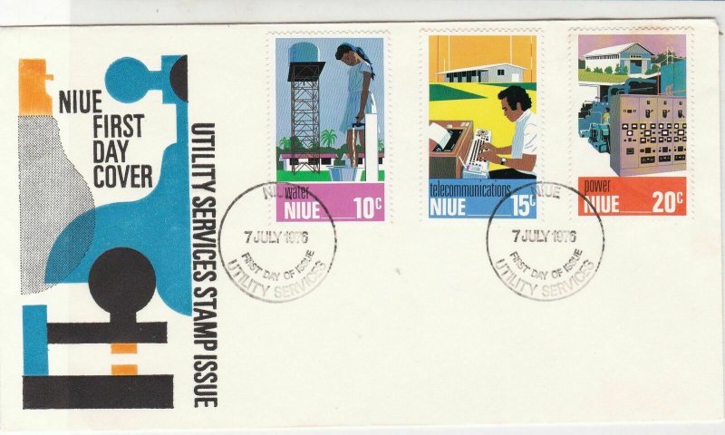 NIUE Island 1976 Utility Services Stamp Issue Stamps FDC Cover Rf 28571