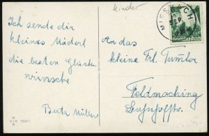 Germany Miesbach to Feldmoching Postal Card WWII Deutsches Reich