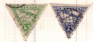 Latvia Sc C1-2 1921 Bleriot XI Airmail stamp set used