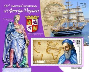 Sierra Leone - 2022 Explorer Amerigo Vespucci - Stamp Souvenir Sheet SRL220126b1