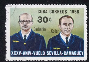 Cuba Sc# 1337  FLIGHT Seville to Camaguey AVIATION  30c 1968 used cto