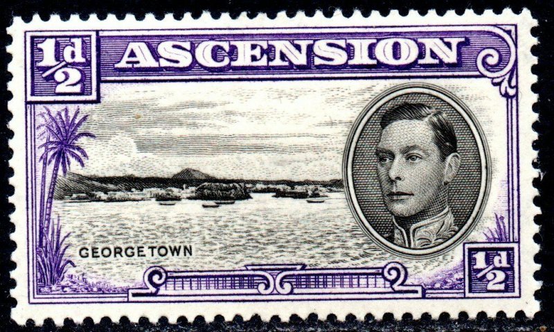 1938 Ascension Sg 38 ½d black and violet (perf 13½) Mounted Mint