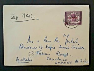 Pakistan To Sydney New South Wales Australia Sea Mail Overprint Cover