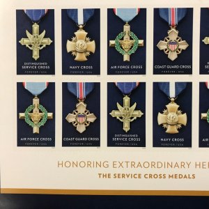 5065-5068    Service Cross Medals  MNH Forever sheet of 12    FV $6.60   In 2016